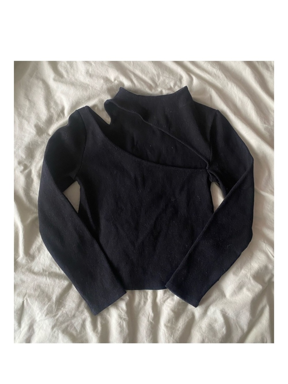 Anthropologie Long Sleeve Black Asymmetric Cutout Sweater - Women's